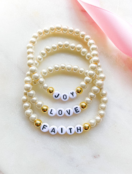 Joy love peace bracelet set
