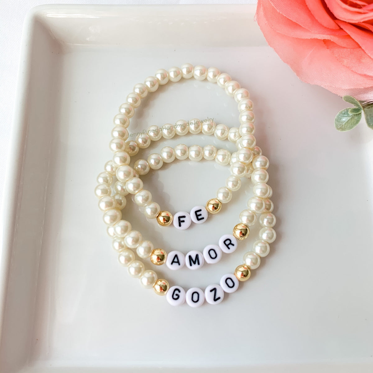 christian faith bracelets, Christian Spanish bracelets, Christian gifts for girls, faith love joy, scripture jewelry, Spanish bible verse