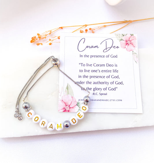 Coram Deo bracelet, reformed theology, Christian friend gift, soli Deo gloria, religious jewelry, latin faith bracelet, five solas rc sproul