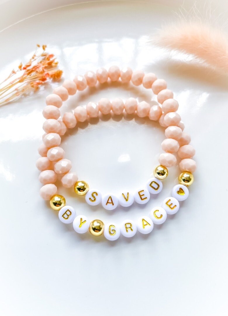 Saved by grace bracelet, reformed theology, 5 solas, reformed faith gifts, Christian girl gift, baptism gift, christian friend gift