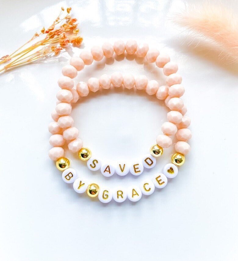 Saved by grace bracelet, reformed theology, 5 solas, reformed faith gifts, Christian girl gift, baptism gift, christian friend gift